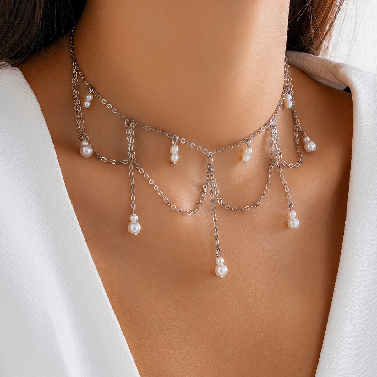 Wholesale Halloween Gothic Style Fake Blood Imitation Crystal Tassel Beaded Necklace